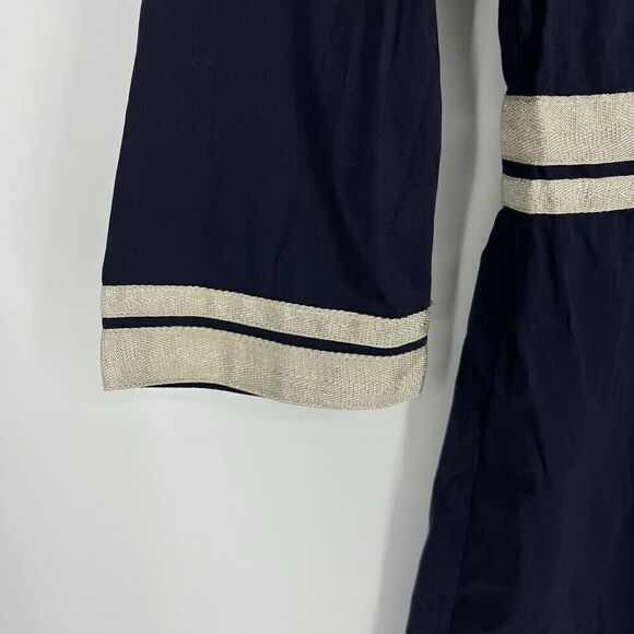 Tory Burch Dress Size 2 Navy Tunic Cotton Sheath Cruise 3/4 Sleeve Stretch - Picture 4 of 9